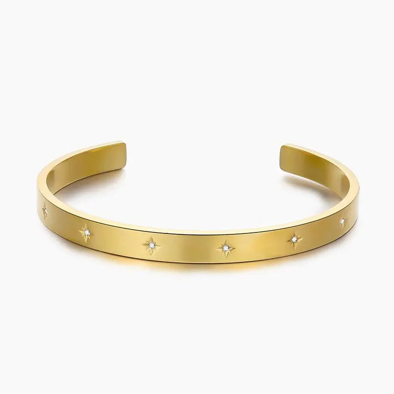 Fenny Waterproof High End Shiny Smooth 10 North Star Cuff Zirconia Bracelet Stylish for Women Stainless Steel Jewelry Wholesale