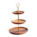 European Style Acacia Three-Layer Cake Stand Household Living Room Multi-Level Dessert Candy Fruit Plate Tableware