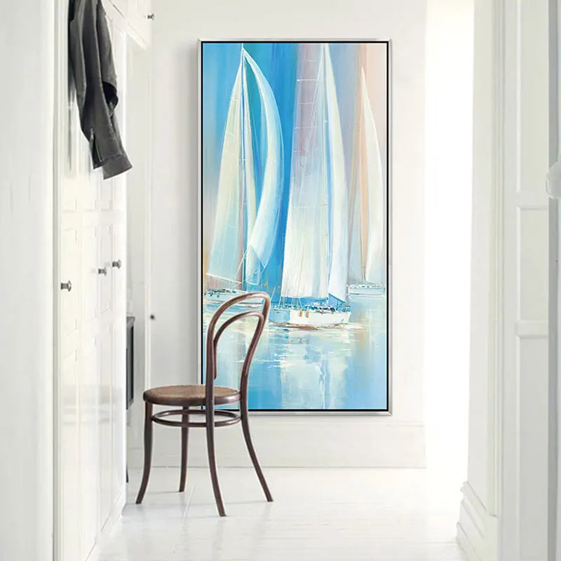 Sea Wave Sailboat Canvas Decorativos Paintings Life Inspirational Quotes Posters Large Size Print HD Pictures Pop Art Factory
