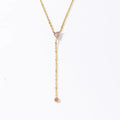 Trendy Simple 18k Gold Plated Stainless Steel Pink Heart Zircon Pendant Necklace
