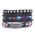 Handmade Braided Leather Bracelets for Men and Women New Fashion Wristbands with Feather Inlay Charm Jewelry