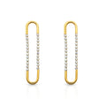 Chris April Fashion Jewelry Simple Designs PVD Gold Plated 316L Stainless Steel Water Proof U Shape Pin Zircon Drop Earring