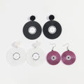 Vintage Record Simple Big Round Vinyl Record Clear Exaggerated Resin Pink Mirror Accessory Acrylic Drop Earrings Gift