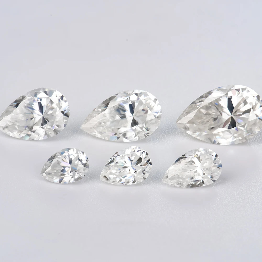Xingyue Quality Moissanite Diamond DEF Color VVS1 GRA  Pear Cut Loose Moissanites 1 Carat White Pass Diamond Tester