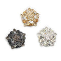 30mm Heart & Flowers Rhinestone Sewing Buttons Glass Material with Plating Technique Decorative Shank Style for Clothes