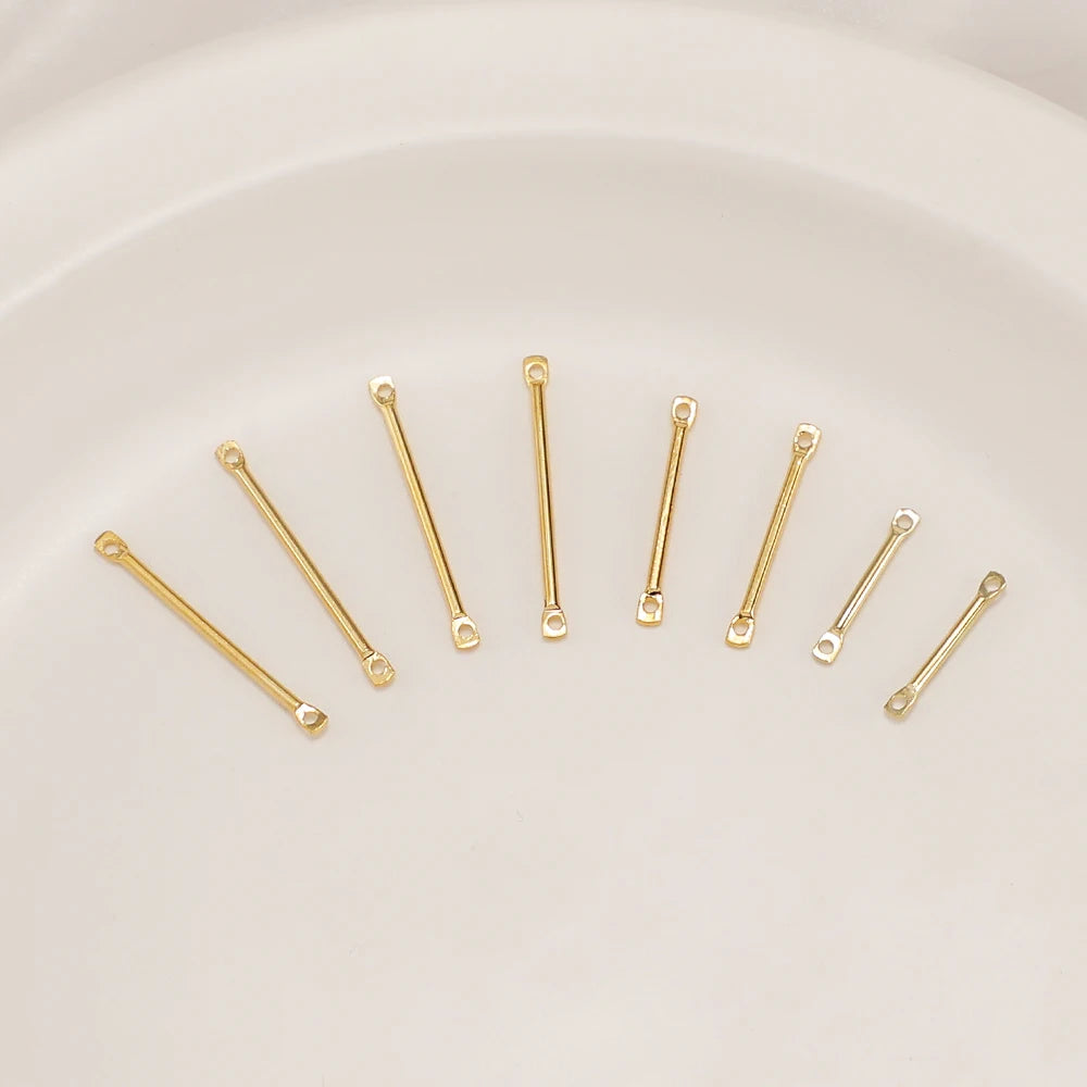 Brass 18k Gold Plated Earring Connector Double Hole Connecting Rod DIY Earring Making Accessories for Jewelry Makin