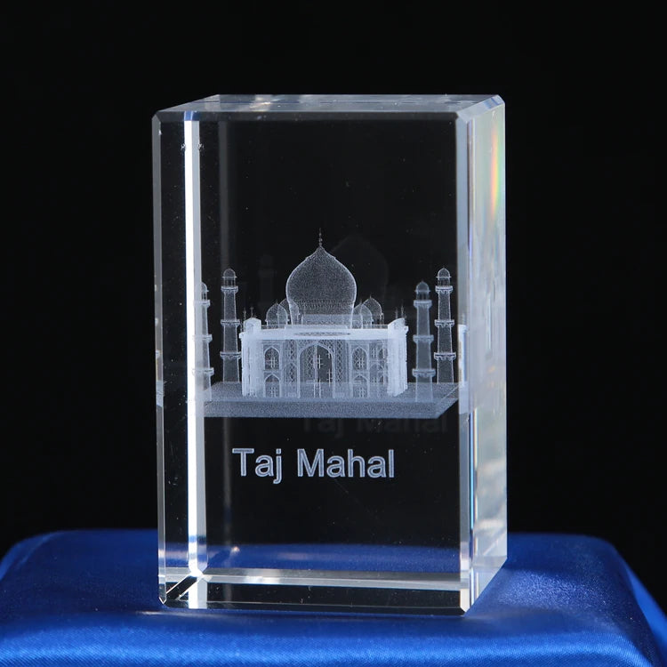 Small Bridge New Design Professional Customized Taj Mahal Crystal Gifts 3D Laser Engraving Crystal Cube With Factory Price