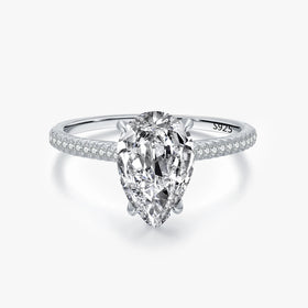 Ailmay 100% 925 Sterling Silver Fashion Water Drop Shape Sparkling Clear CZ Rings for Women Classic Luxury Wedding Jewelry Gift