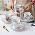 European Creative Porcelain Coffee Cup French Palace Style Flowers Painted in Gold Custom Restaurant Afternoon Tea Set Drinkware