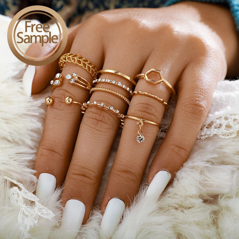 SSeeSY Summer 2024 New Fashion Jewelry Simple Style 8 Piece Set with Adjustable Opening Stainless Steel Rings for Ladies Girl