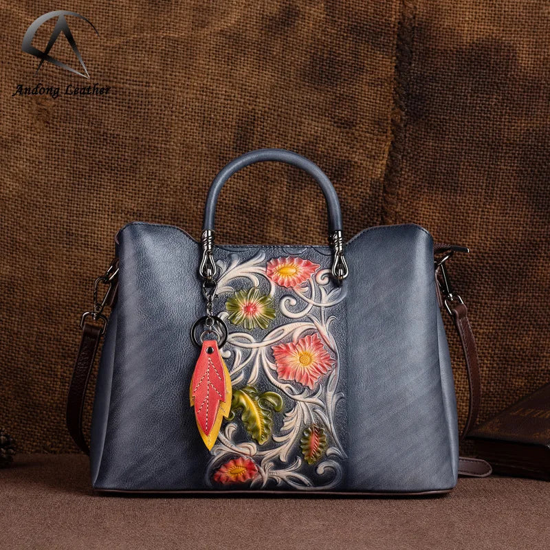 Andong Fashion Women Tote Bag Casual Korean Genuine Cow Leather Shoulder Bags Large Capacity Simple  Handbag Ladies Handbags