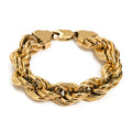 Hip Hop Custom Logo Bijoux Unisex 16mm Twist Heavy Chunky Big Gold Plated Rope Chain Stainless Steel Certified Bracelet