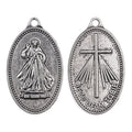 High Quality Catholic Alloy Jesus Merciful Medal 36x21mm Religious Plated Metal Pendant for Rosary Jewelry Making or Gift