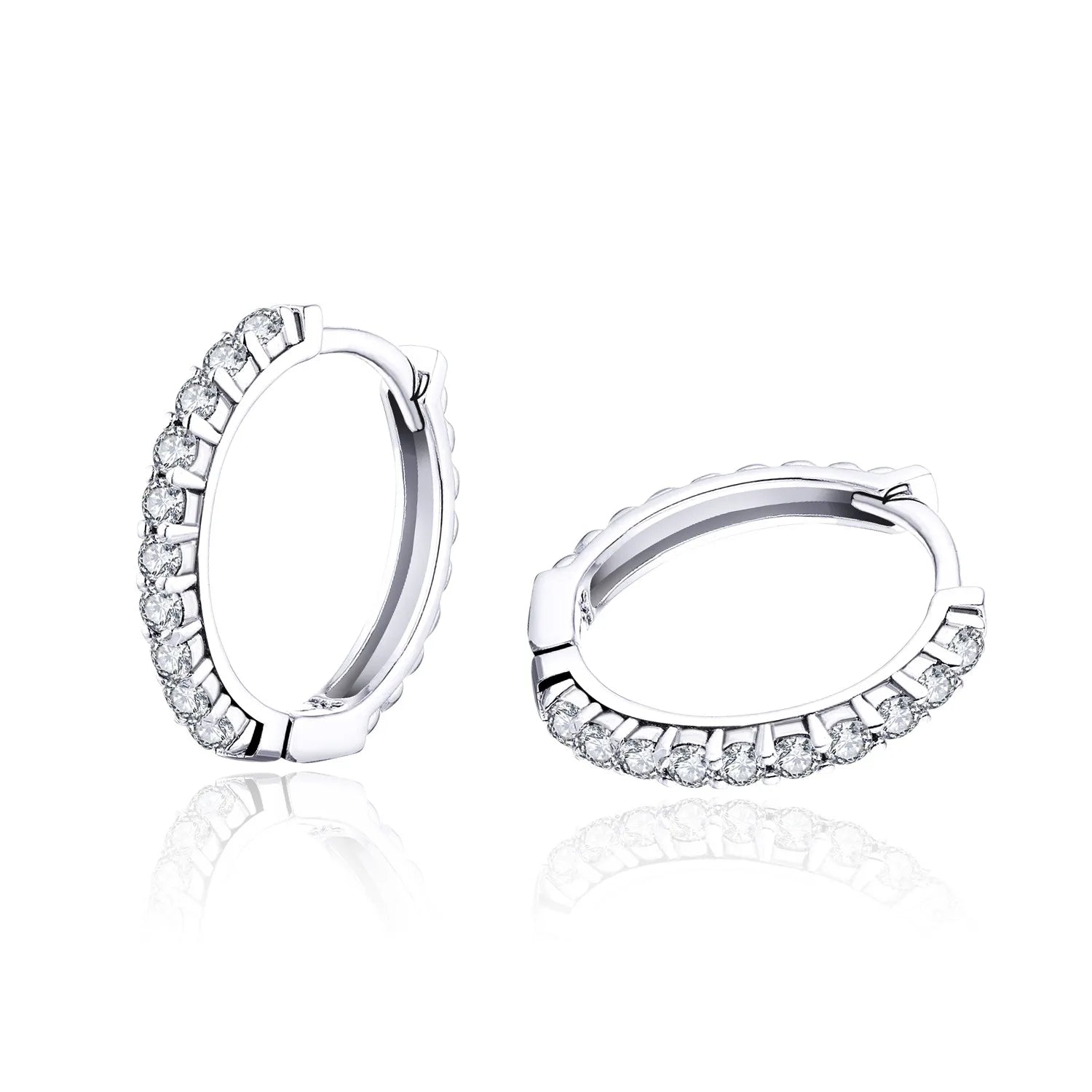Hot Sale for Women 925 Sterling Silver round Shape Cubic Zirconia Hoop Earrings Anti-Allergenic Gold & Silver Plated