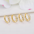 Wholesale Round Minimal Inlaid Heart Zircon 14k Gold Plated Hoop Huggie Earrings