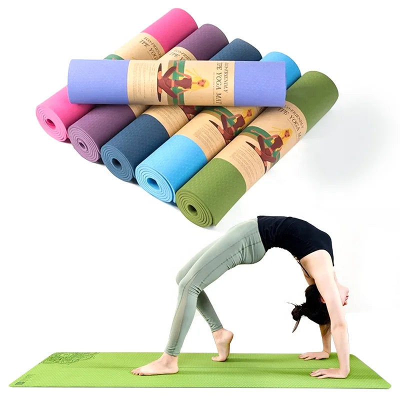 TPE Yoga Mat Non Slip Eco Private Label Custom Logo Home Gym Sweat Resistant Lightweight Portable Clean