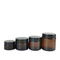 20g 50g 60g 100g Amber Glass Cream Body Lotion Mask Jar Tin Container with Bright Black Cover