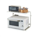 Extendable Microwave Oven Rack Shelf Stand with 2 Tier Storage Holder Unit Desktop Organizer for Office Kitchen Bedroom Bathroom