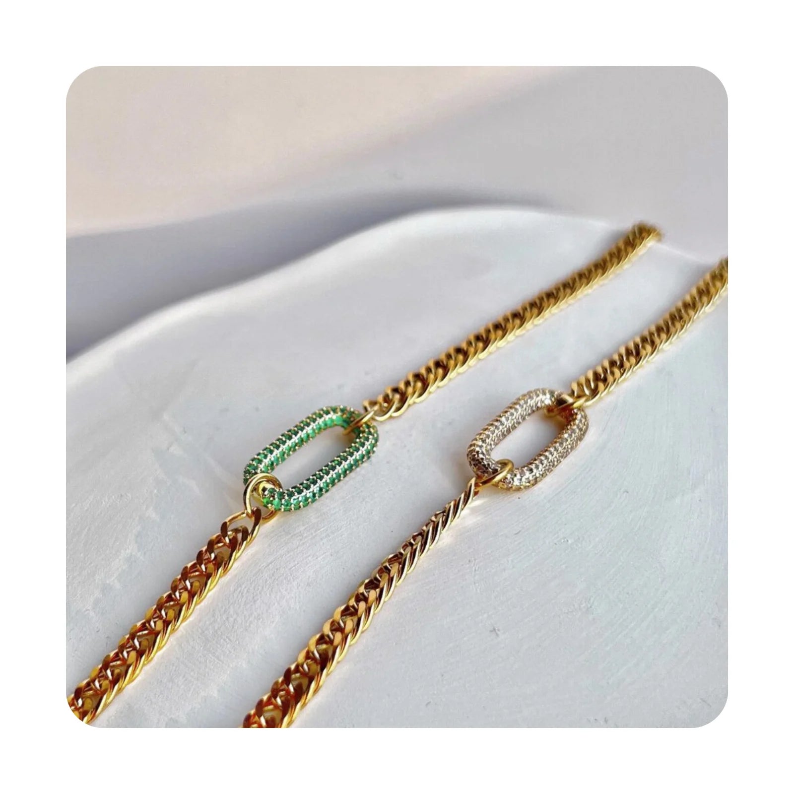 18k Gold Plated CADENA Waterproof Non Tarnish Cuban Chain Oval Zircon Pendant Designer Necklace for Women Jewelry Accessories