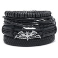 2023 New Design Black Leather Men Bracelet 4in 1 Vintage Leather Bracelets Set for Man