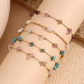 HOVANCI Colored Natural Stone Pearl Chain Anklets Foot Jewelry Stainless Steel Stone Anklets
