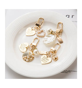 Creative Lovely Pearl Shell Heart Shape Keychain Key Ring Gift for Bag Pendant Keyring
