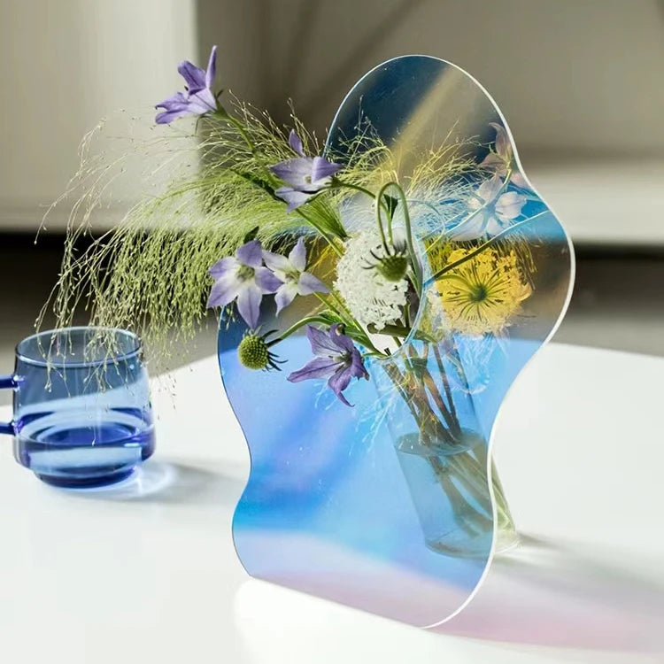 Creative Mirror Acrylic Vase Centerpieces for Flower Arrangements Contemporary Living Room Ornaments for Tabletop in Restaurants