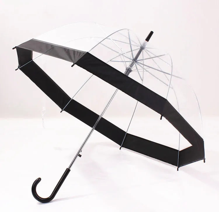 Popular Sale Rain Dome Bubble POE Plastic Hook Handle Clear Transparent Umbrella Sun & Rain Dual-Use Umbrella