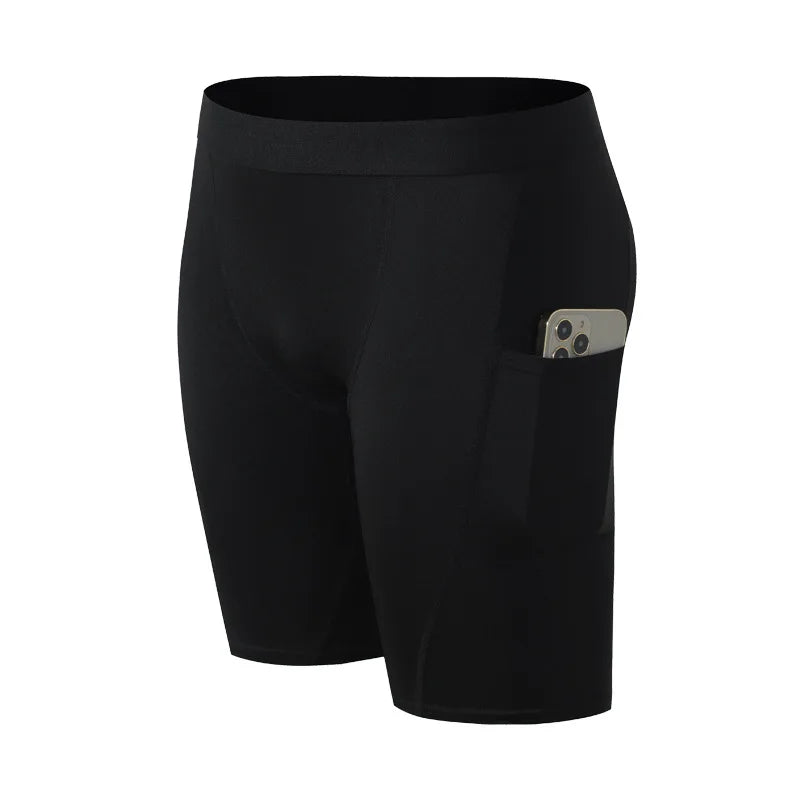 Men's Gym Fitness Sweat Wicking Elastic Waist Running Shorts Sports Wear Pants Compression Shorts