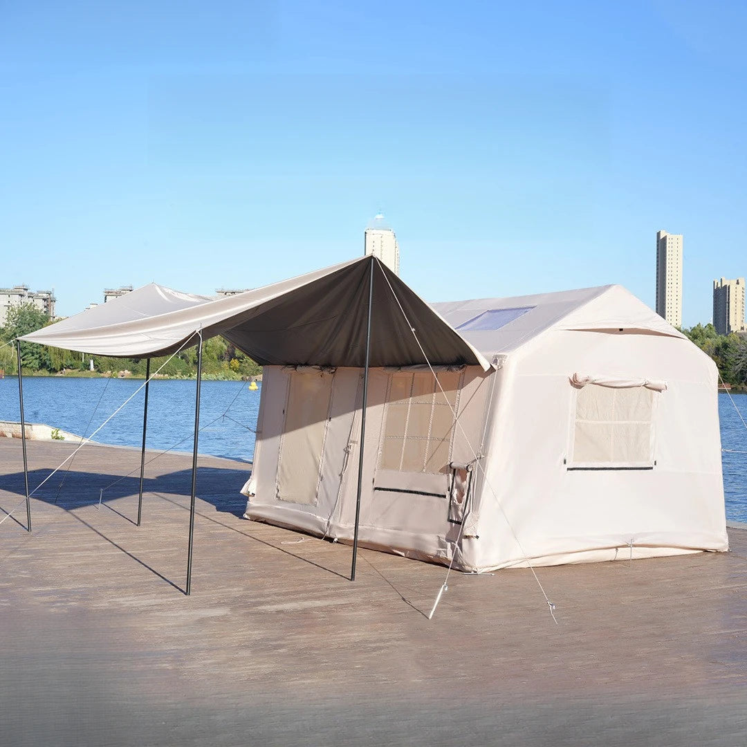Luxury Portable Large 12 Square Meter UV Resistant Outdoor Hiking Camping Waterproof Oxford Fabric Inflatable Camping Air Tent