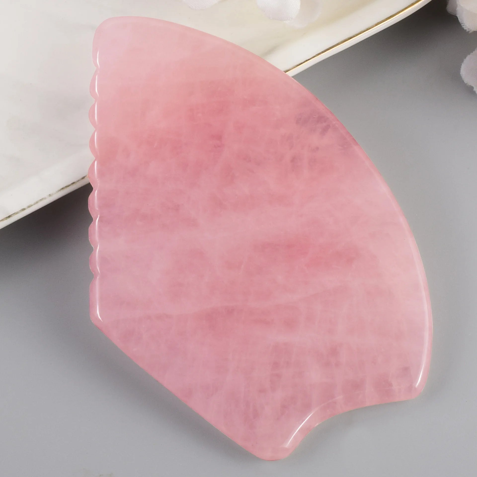 HZ HZ Rose Quartz Face Sculpture Tool Heart Gua Sha Jade Boardl