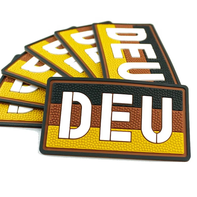 Custom Eco-friendly 3D Soft Silicone Patches with Embossed Logo Sew-On Style PVC Rubber Badges for Jeans Garments Bags Hats