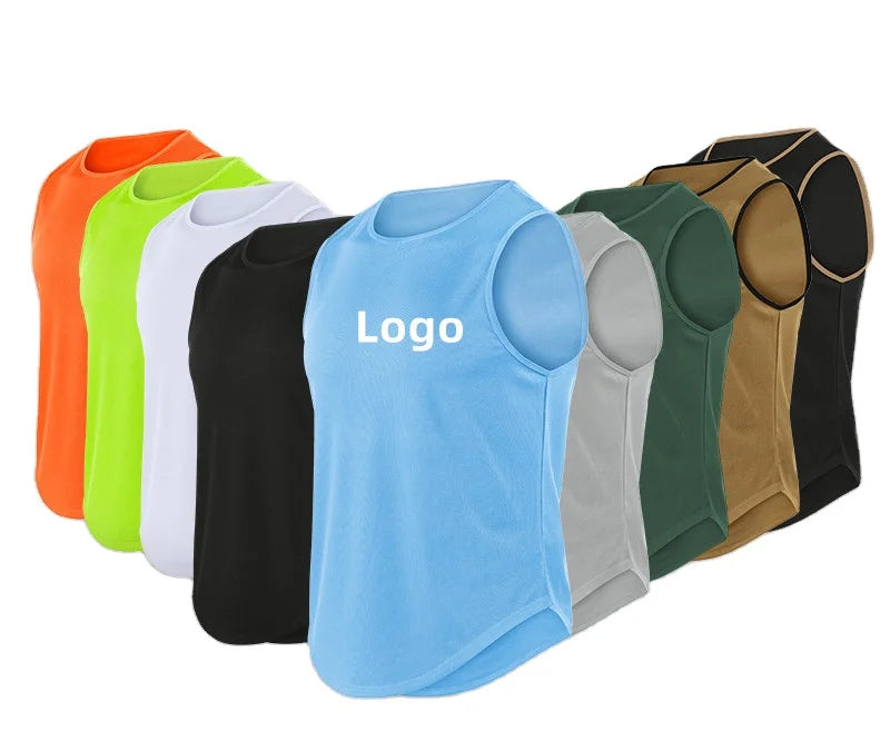 Men's Custom Sleeveless Polyester Tank Tops Quick Dry Breathable  Singlet Muscle Man Sports Fitness Gym Vest