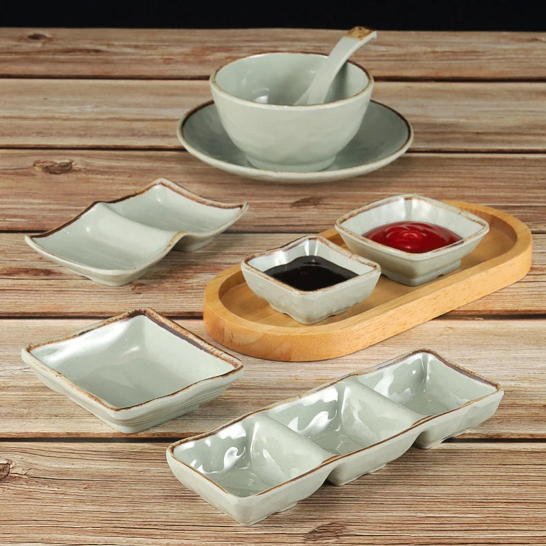 Multi-Compartment Sashimi Plates - 2/3/4 Divided Rectangular Melamine Dipping Dishes for Soy Sauce Wasabi & Spicy Mustard