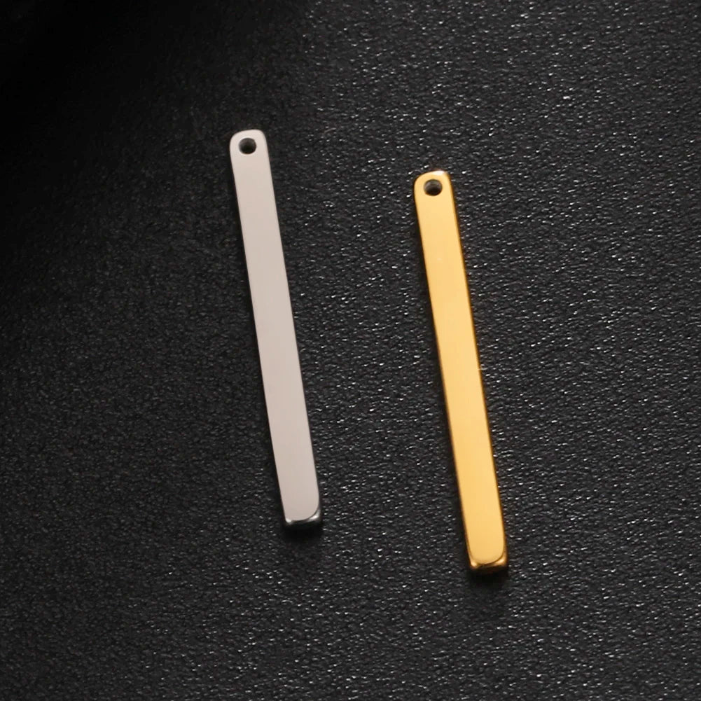 Hollow Round Geometric Hexagon Drop Shape Real Gold Plated Letter Bar Charm Stainless Steel Pendant Jewelry DIY Accessories