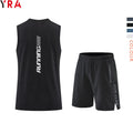 Men's Summer Solid Knee Length Breathable Gym Fitness Tank Top and Shorts Set Athletic Wear Sporty Style