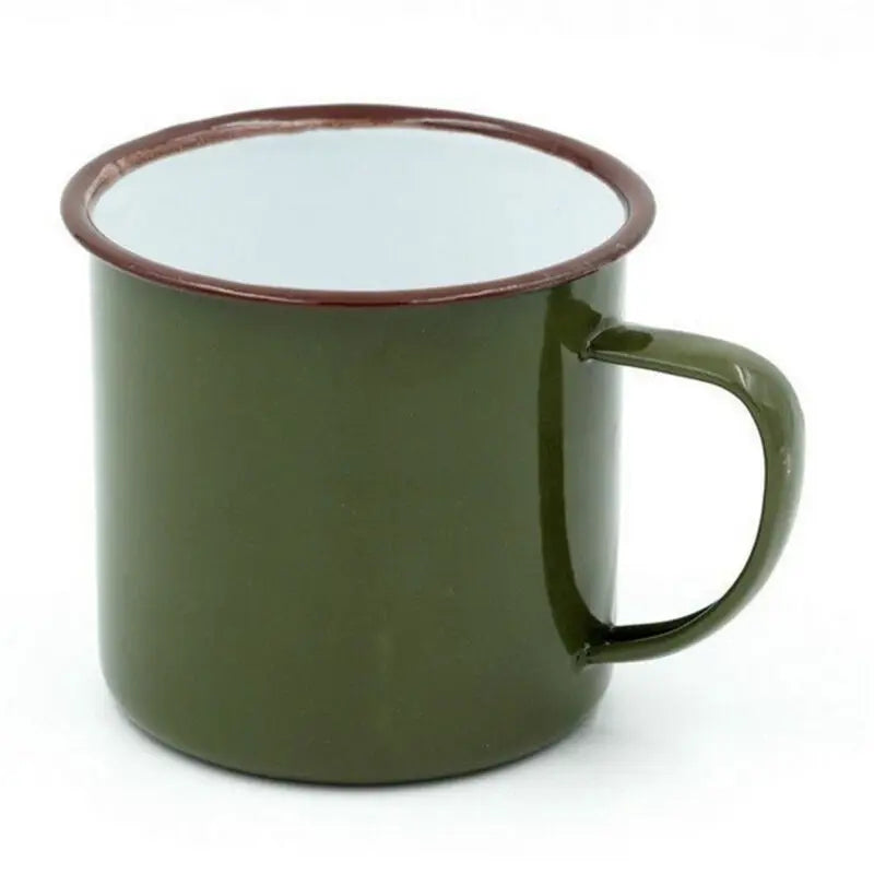 Vintage Style Souvenir Enamel Cup Mug for Drinking Coffee Bear Tea Camping Campfire Hiking 240ml