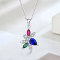 YH Jewellery Flower Pendant Necklace in Pure Silver 925 Multi Stones Necklace for Women