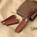 Handmade Sandalwood Folding Pocket Comb for Men Fine Tooth Wooden Mustache Comb with Portable Leather Travel Case for Home Use