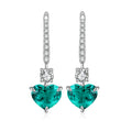 Custom Hot Sale Fine Jewelry for Women Vintage 925 Sterling Silver Lab Grown Emerald Heart Drop Earrings MegaBDM
