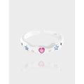 Colorful Star Heart Zircon Paved Wedding 925 Sterling Silver Open Finger Rings for Girls Fine Jewelry MegaBDM