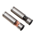 Stainless Steel Electric Salt & Pepper Grinder Set Dry Cell Design LED Light Ceramic Grinding Core Metal Automatic Pepper Mill