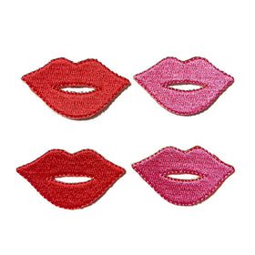 Wholesale No Minimum Custom Heat Seal Iron on Embroidery Patch Red/Hot Pink Lips Embroidered Badge DIY Clothing/Bag Patches