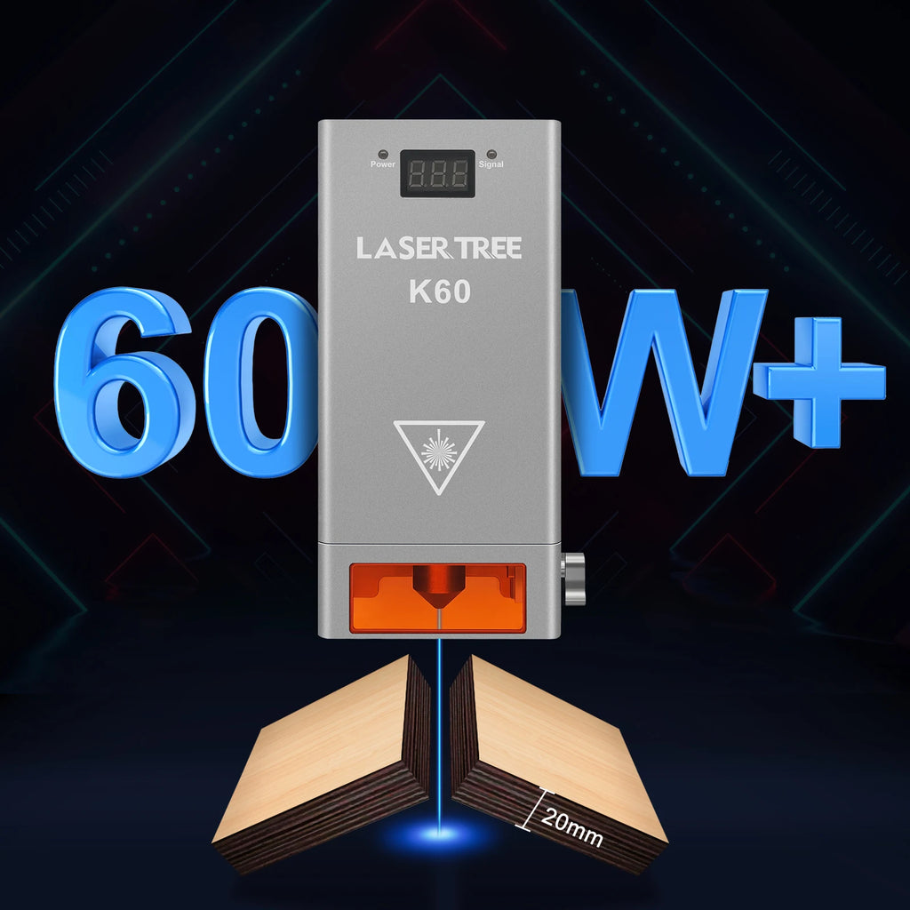 LASER TREE 60W PWM TTL 450nm Blue CNC Lazer Cutting Head Leaf Diode Laser Engraving Module Kit for Metal Wood Stone Rubber Glass