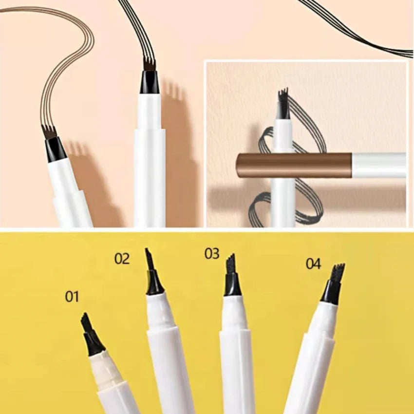 Best Selling Custom Durable Wild Eyebrow Pencil Waterproof Sweat-Proof Four-Fork Liquid Eyebrow Pen Labeling Wholesale