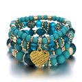 Bestone Hot Selling Bohemian Ethnic Style Multi-Layer Bracelet Crystal Heart Beads Women's Hand Jewelry Wholesale