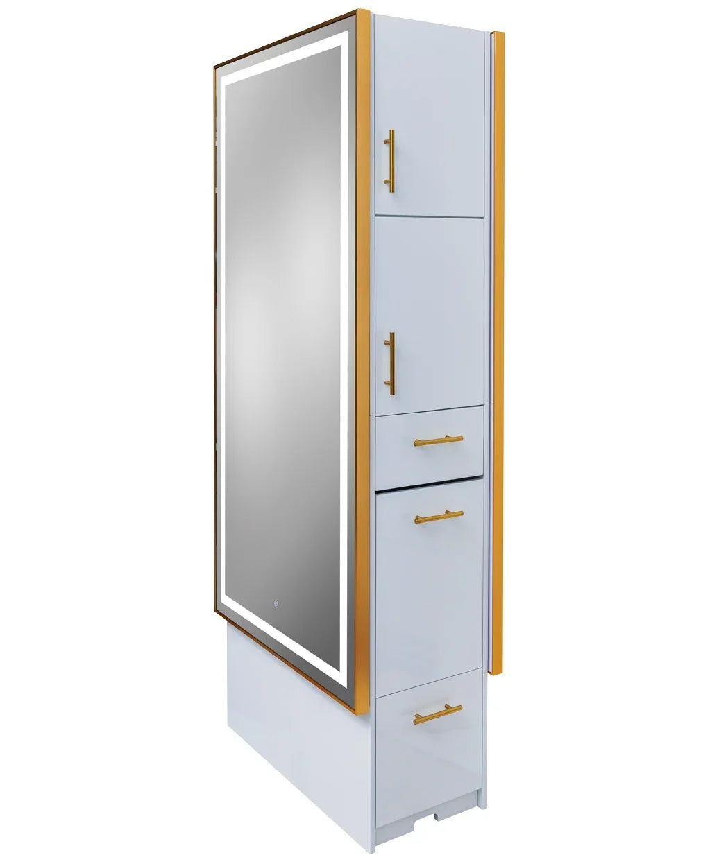 Golden Frame Lighted Mirror Double Sided Mirror Salon Styling Station for Sale