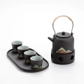 Japanese Style Kung Fu Tea Set Warm Indoor Tea Making Device with Ceramic Candle Heating Boiling Water Teapot