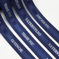 Hot Sale Customized Brand Name Logo Ribbons Middle Satin Grosgrain Edge Silver Foil Printed Gift Ribbon with Logo for Packings