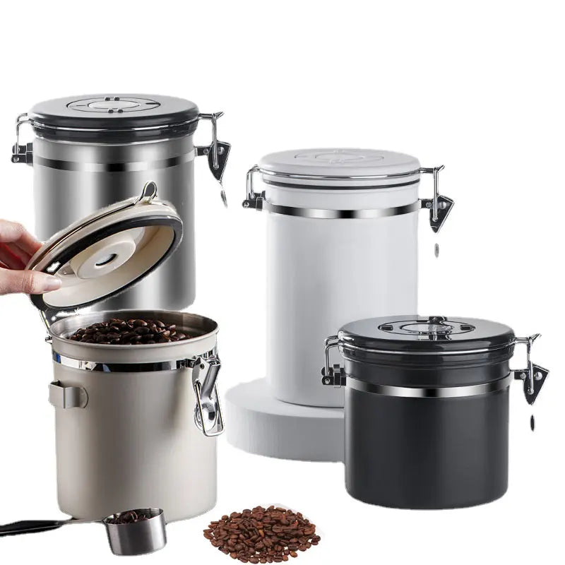 Stainless Steel Coffee Beans Tea Flour Cereal Sugar Airtight Food Storage Containers Coffee Canister with Scoop Date Tracker